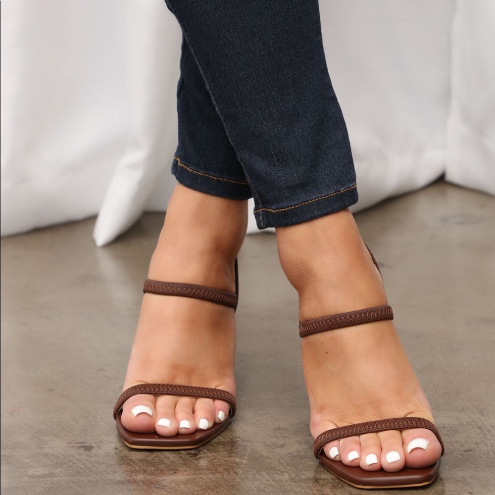 Fashion Nova Brown Square Heels
